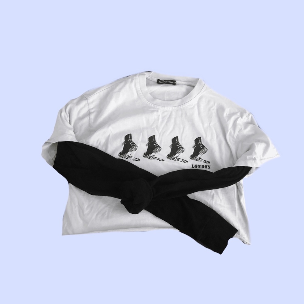 Rare Brandy Melville Double Sleeve Crop Top